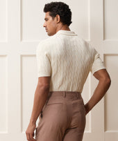 Italian Cotton Cable Sweater Polo