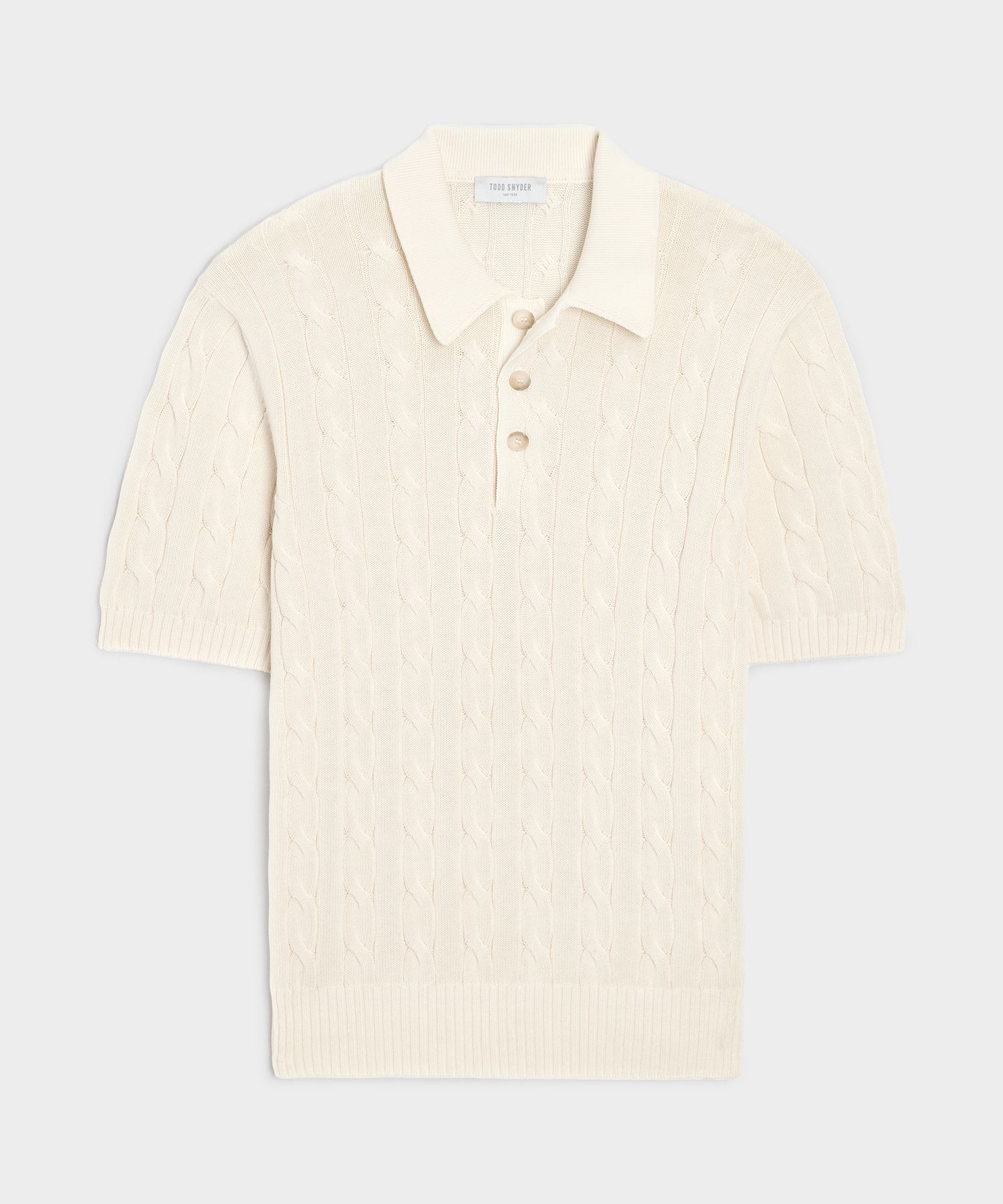 Italian Cotton Cable Sweater Polo