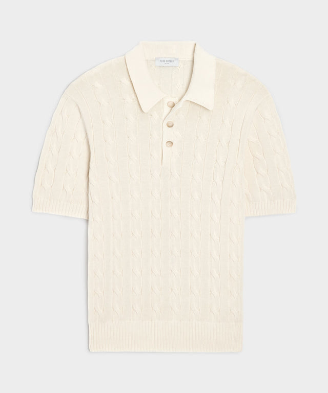 Italian Cotton Cable Sweater Polo