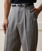 Italian Multi-Stripe Linen Hollywood Trouser