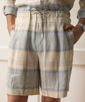Italian Linen Plaid Leisure Short