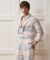 Italian Linen Plaid Big Shirt
