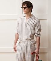 Striped Linen Popover Shirt