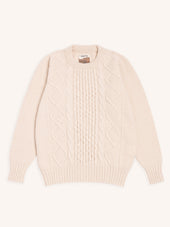 Aran Cable Knit in Cream Superfine Lambswool