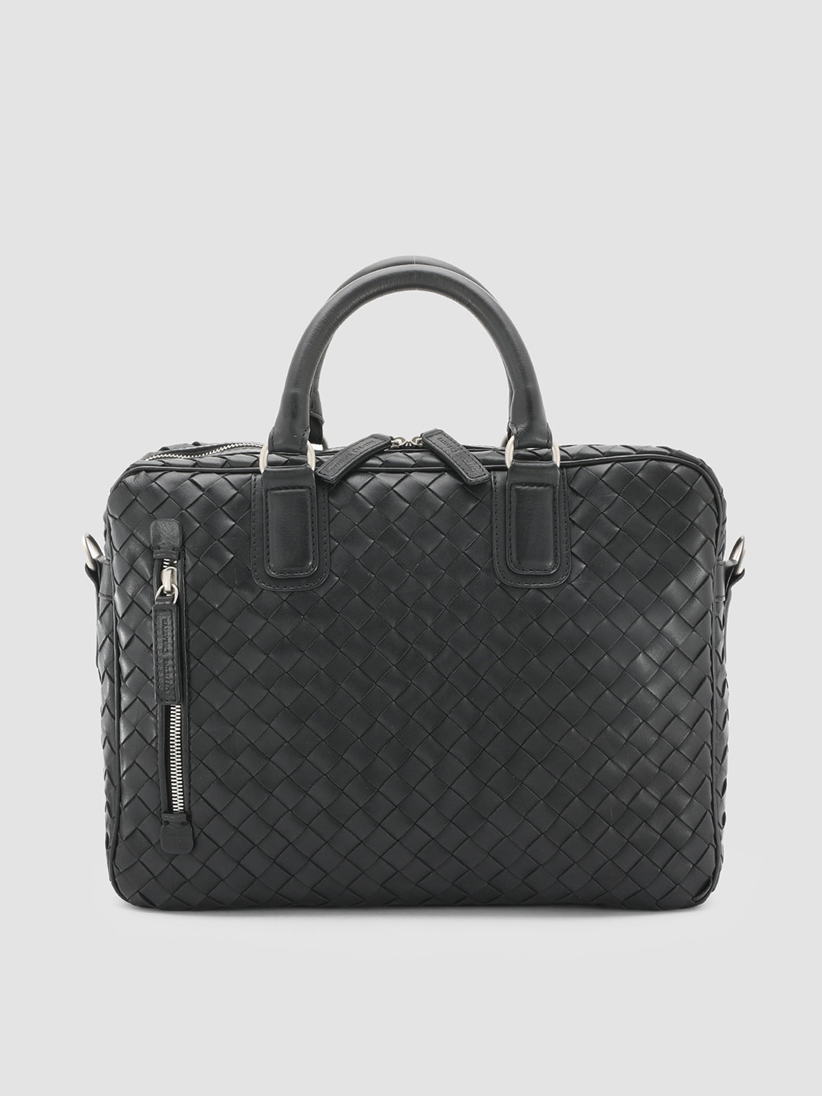ARMOR 011 - Black Woven Woven Leather Bag