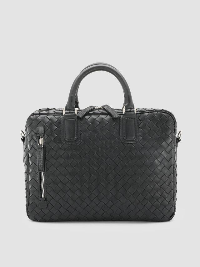 ARMOR 011 - Black Woven Woven Leather Bag