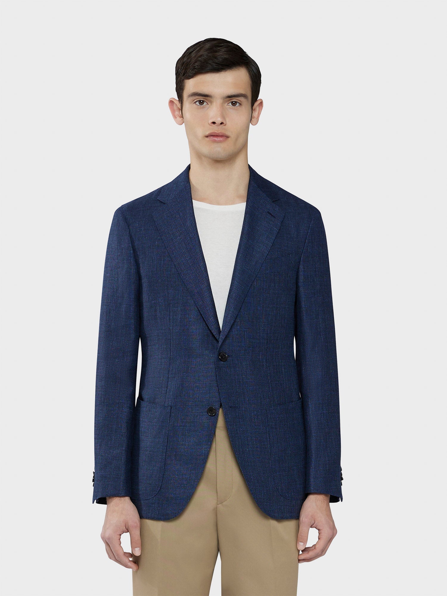 Giacca Aida In Lino Lana Blu