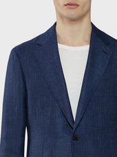 Giacca Aida In Lino Lana Blu