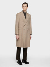 Cappotto aida doppiopetto in seta beige