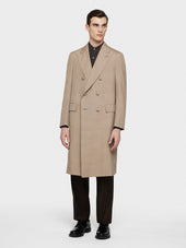Cappotto Aida Doppiopetto In Seta Beige