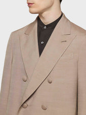 Cappotto Aida Doppiopetto In Seta Beige
