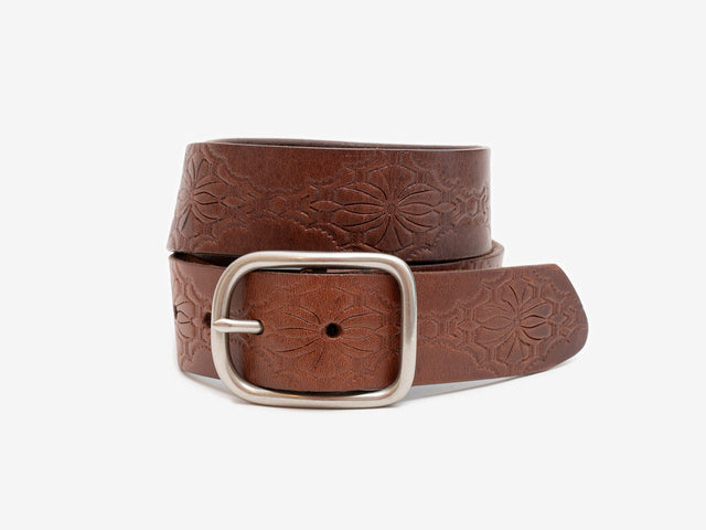 No. 288 Western Debossed Center Bar Belt, Hickory