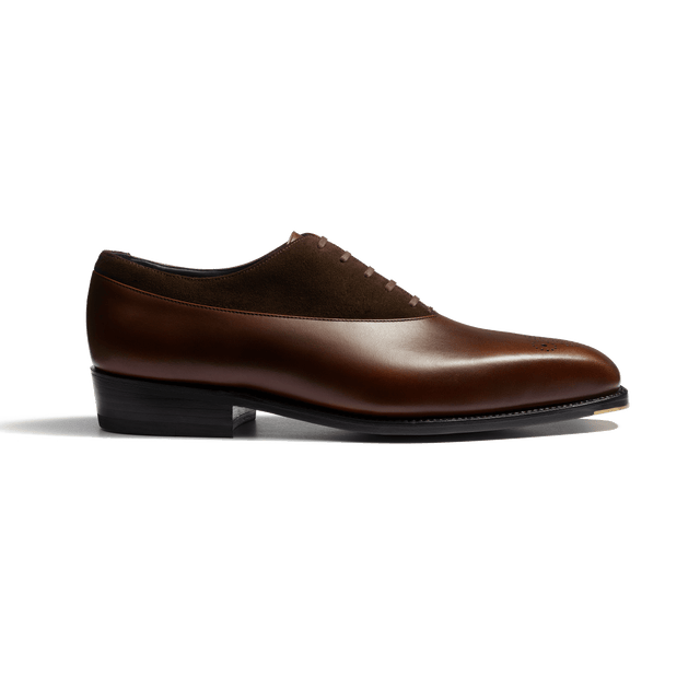 Fusain Asymetrical Oxford [Men Brown shaded calfskin & brown suede calfskin]
