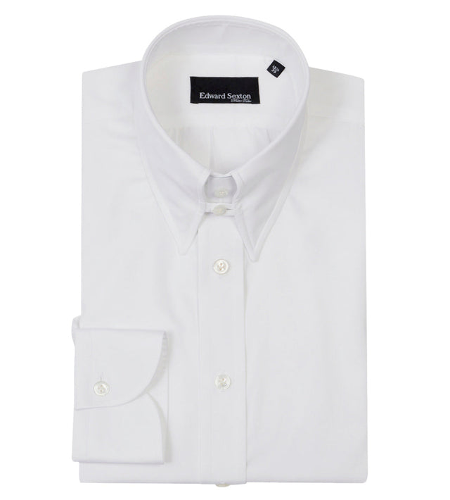 White Tab Collar Shirt with Button Cuffs
