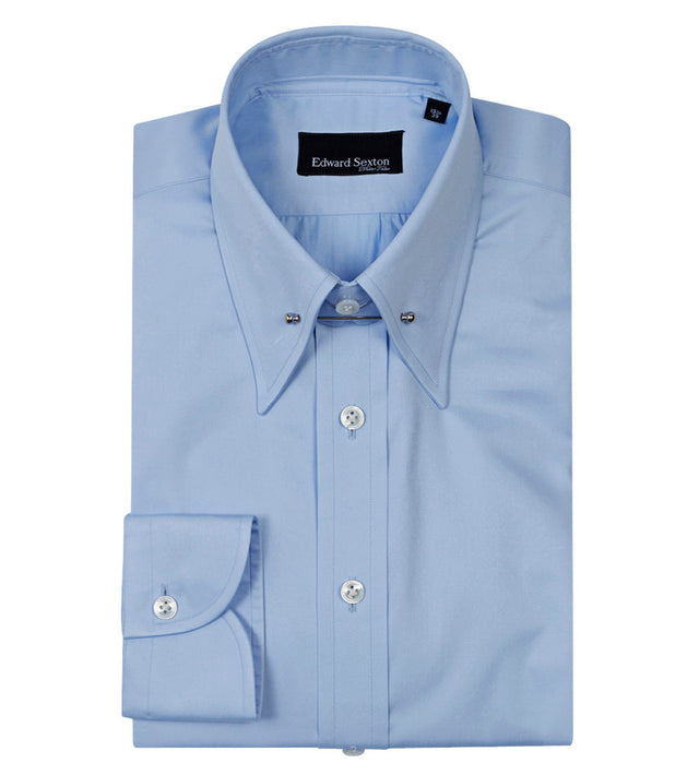 Powder Blue Pin Collar Shirt with Button Cuffs