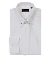 White Pin Collar Shirt with Button Cuffs