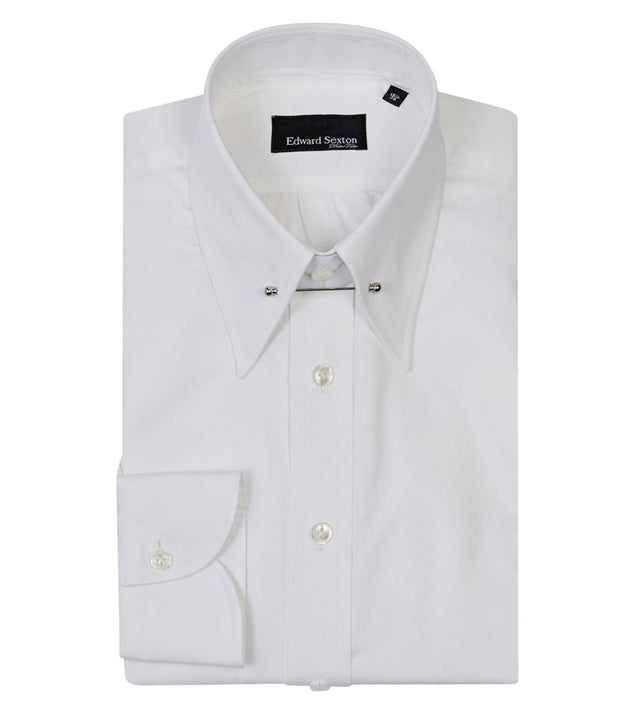 White Pin Collar Shirt with Button Cuffs