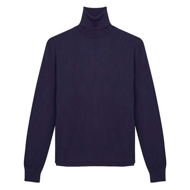 Navy Merino Roll Neck
