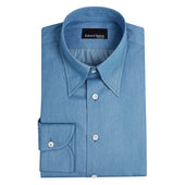 Denim Blue Hidden Button Down Shirt