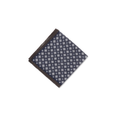 Wool Pocket Square in Navy Motif Print