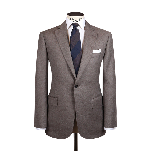 Single Breasted Notch Suit in Fawn Flannel