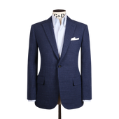Single Breasted Notch Jacket in Navy Houndstooth