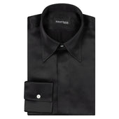 Black Point Collar Silk Shirt