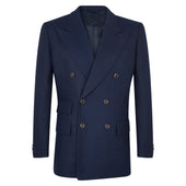 Navy Flannel Double-Breasted Jacket
