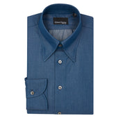 Indigo Denim Hidden Button Down Shirt