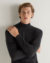 Men S Pimlico Fine Gauge Cashmere Roll Neck Jumper Dark Grey