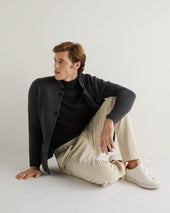 Men S Pimlico Fine Gauge Cashmere Roll Neck Jumper Dark Grey