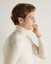 Men S Pimlico Fine Gauge Cashmere Roll Neck Jumper New White