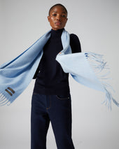 Unisex Large Woven Cashmere Scarf Cornflower Blue