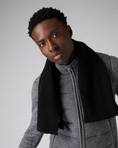 Unisex Short Ribbed Cashmere Scarf Black