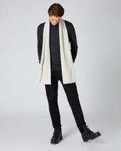 Unisex Short Ribbed Cashmere Scarf Snow Grey