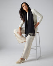 Unisex Woven Cashmere Scarf Black