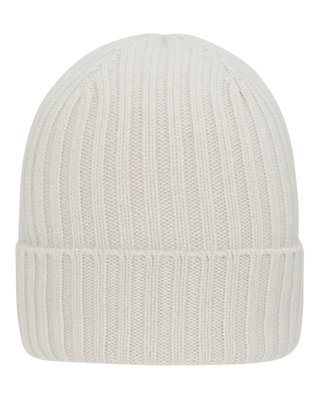 Unisex Chunky Ribbed Cashmere Hat Snow Grey