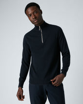 Men S Carnaby Half Zip Cashmere Jumper Blue