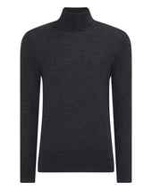 Men S Pimlico Fine Gauge Cashmere Roll Neck Jumper Dark Grey