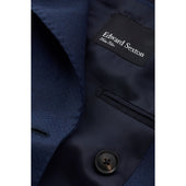 Navy Geometric Double-Breasted Blazer