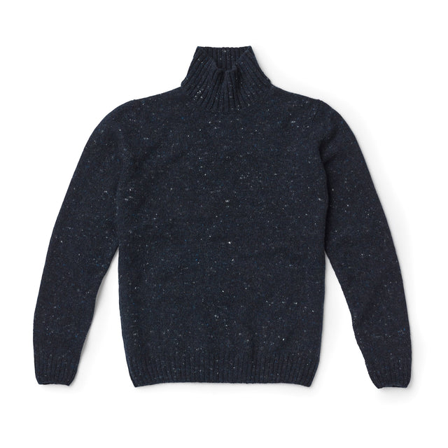Navy Wool Cashmere Mockneck
