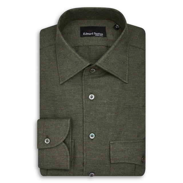 Moss Green Flannel Relaxed Fit Shirt