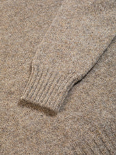 Brushed Shetland Crew in Mushroom Lambswool