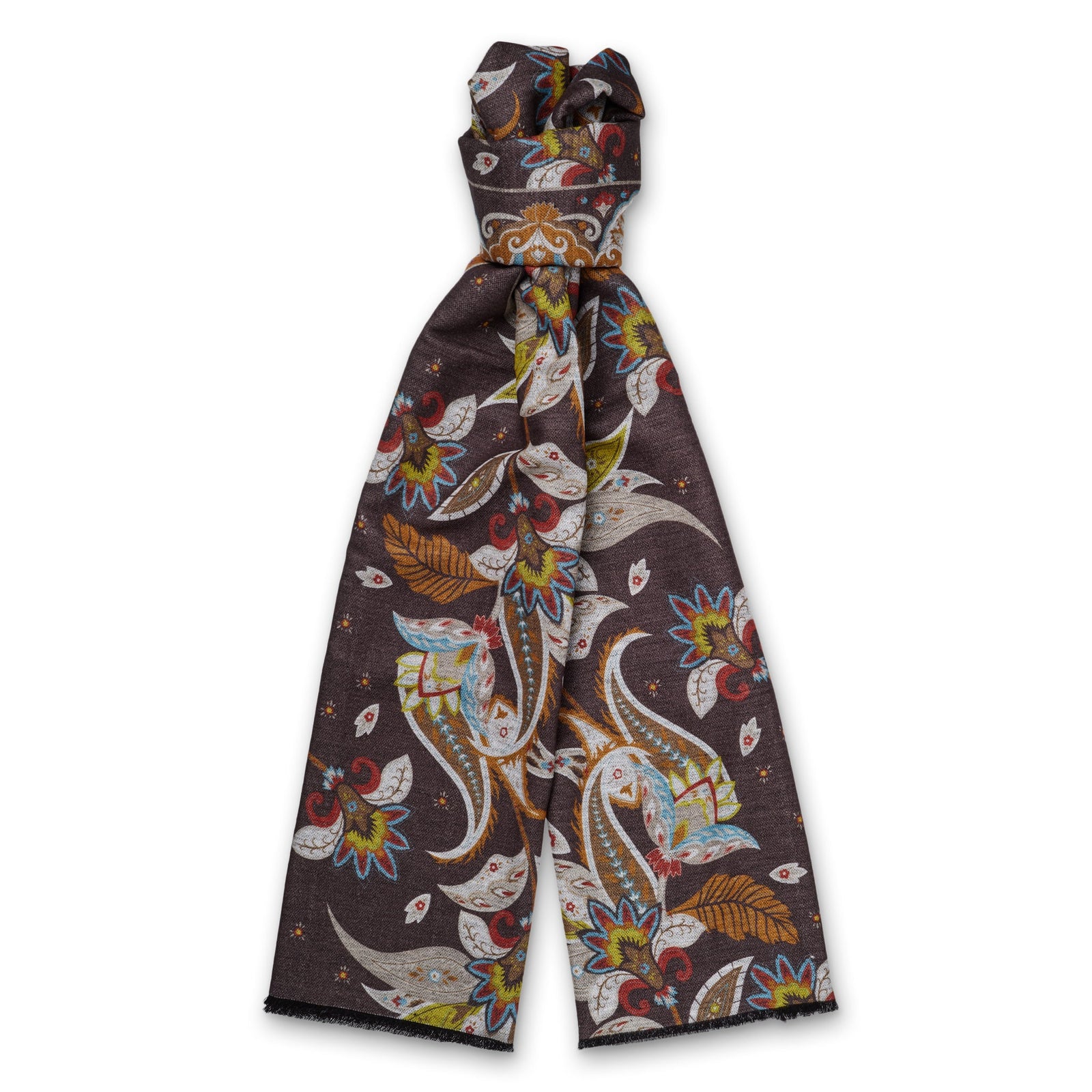 Brown Floral Print Scarf
