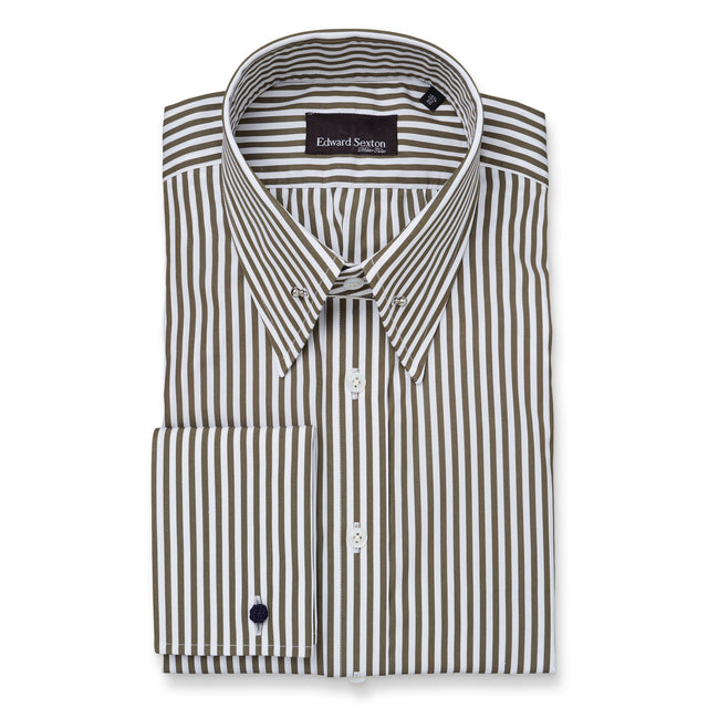 Sage Bengal Stripe Pin Collar Shirt