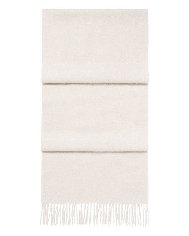 Unisex Large Woven Cashmere Scarf Ecru White