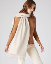 Unisex Large Woven Cashmere Scarf White