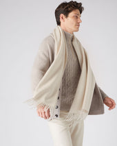 Unisex Large Woven Cashmere Scarf White