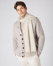 Unisex Large Woven Cashmere Scarf White