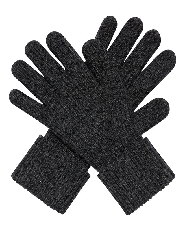 Men's Ribbed Cashmere Gloves Dark Charcoal Grey